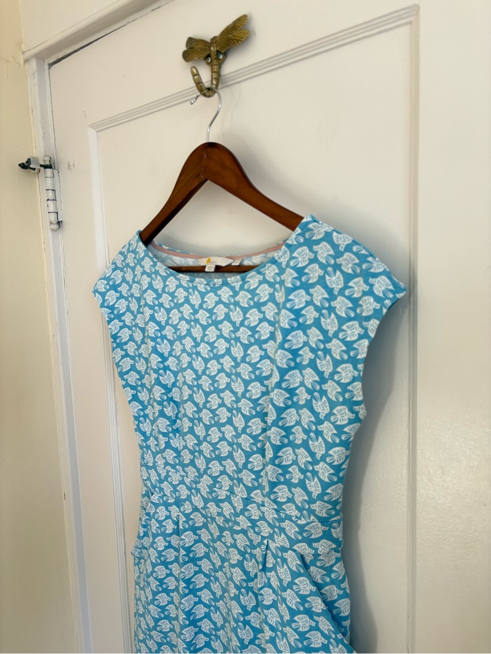 BODEN Florrie Dawn Bird Print Jersey Dress with Pockets in Blue size 6P - Picture 5 of 11